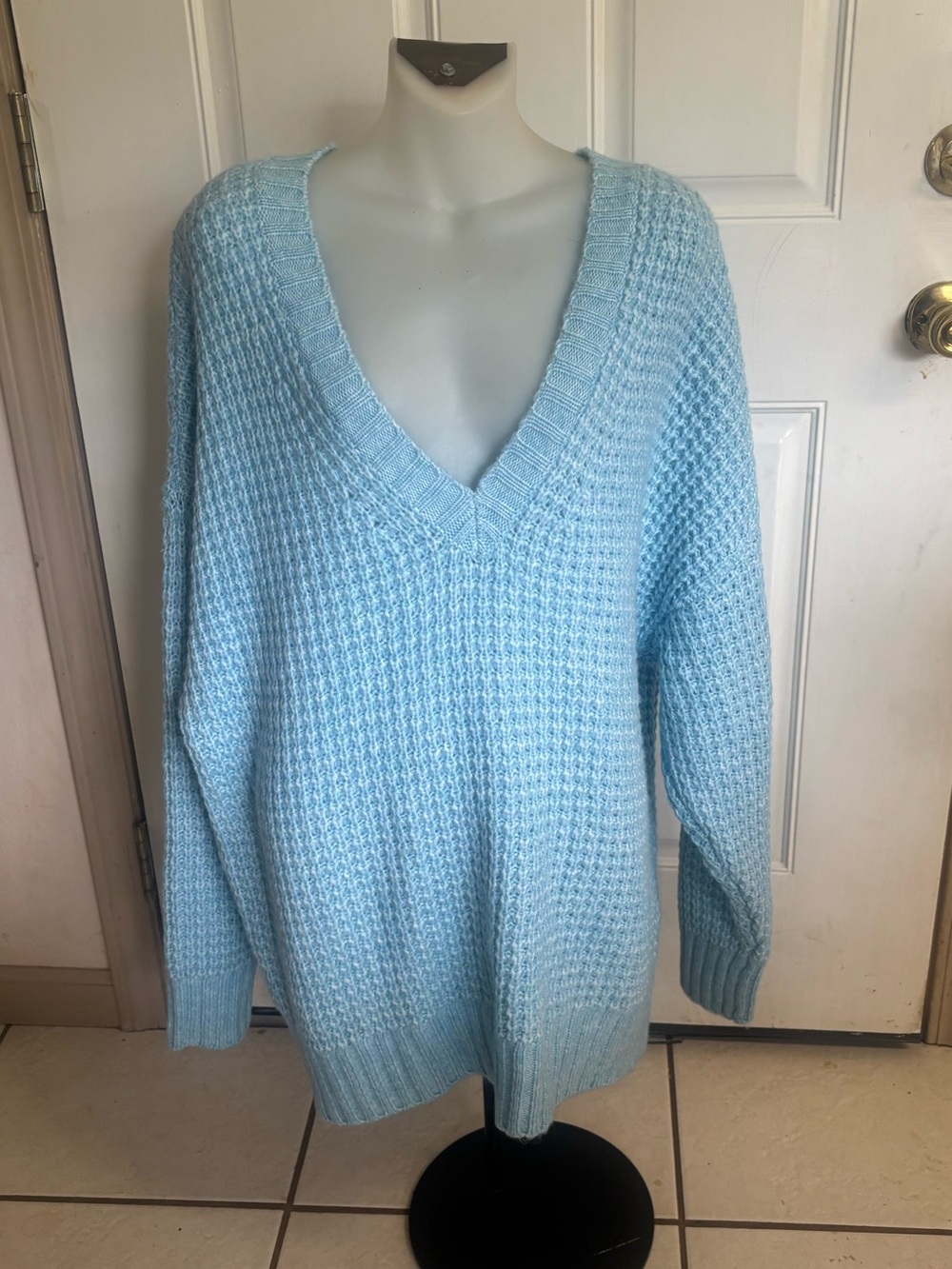NWT Large. American Eagle Outfitters Light Blue V-neck long pullover sweater.